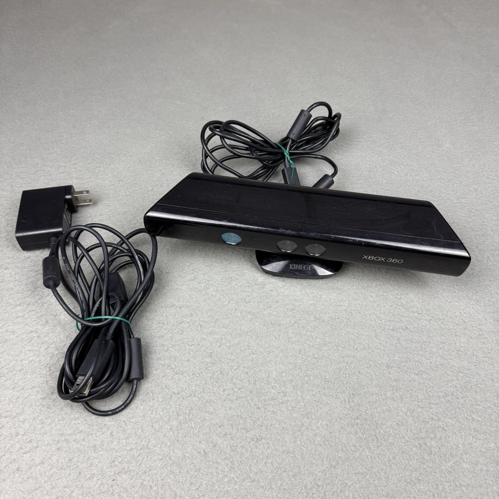 Microsoft Xbox 360 Kinect Black 1414 With Power Adapter Supply TESTED
